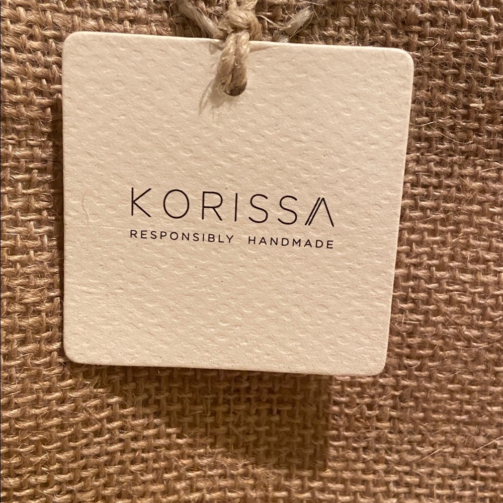 🩷Tan Jute Canvas Handmade Tote Bag with pompom by Korissa - Picture 4 of 8